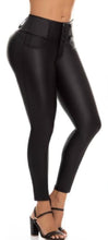 Load image into Gallery viewer, Yenny Push Up Jeans - High Waisted - Black Matte Leather-Look