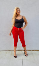 Load image into Gallery viewer, Cherry Push Up Capri jeans - Mid Rise - Red