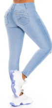 Load image into Gallery viewer, Nieve Push Up Jeans - Mid Rise - Light Blue Ripped