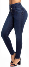 Load image into Gallery viewer, Tasha Push Up Jeans - High Waisted - Dark Blue Faded