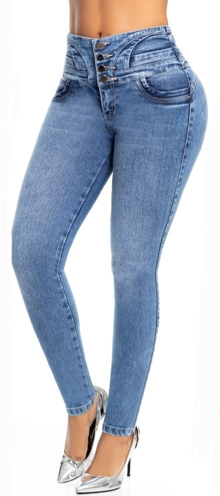 Alison Push Up Jeans High Waisted Light Blue Faded – Caliente