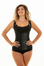 Load image into Gallery viewer, Corset Vest - Latex Waist Trainer - 3 Hooks - Black
