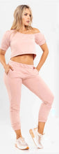 Load image into Gallery viewer, Rose Pink Track Pants + Crop Top