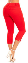 Load image into Gallery viewer, Cherry Push Up Capri jeans - Mid Rise - Red