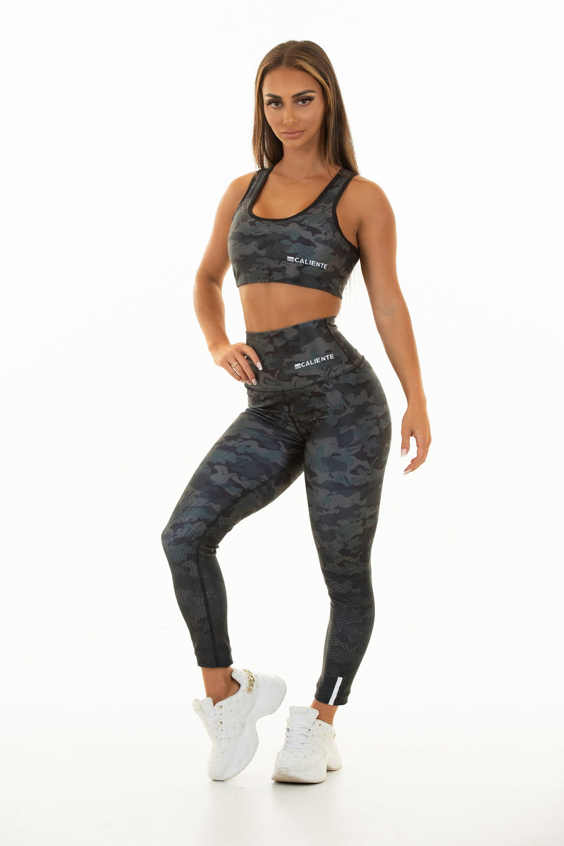 High Waisted - Body Shaping Leggings Camo + Sports Bra – Caliente Clothing