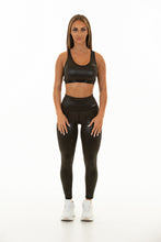 Load image into Gallery viewer, Body Shaping Leggings - Black Texture - Sports Top and face mask