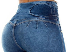 Load image into Gallery viewer, Angela Push Up Jeans - High Waisted - Deep Blue Faded