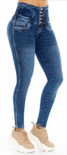 Load image into Gallery viewer, Angela Push Up Jeans - High Waisted - Deep Blue Faded
