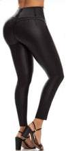Load image into Gallery viewer, Yenny Push Up Jeans - High Waisted - Black Matte Leather-Look
