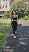 Load and play video in Gallery viewer, Hight Waisted - Body Shaping leggings - Crystal Black + Sports Top
