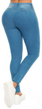 Load image into Gallery viewer, Margarita Push Up Jeans - Mid Rise - Light Blue Ripped

