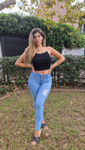 Load image into Gallery viewer, Nieve Push Up Jeans - Mid Rise - Light Blue Ripped
