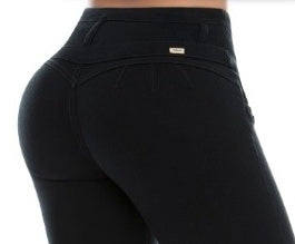 Gina Push Up Jeans - High Waisted - Black Texture