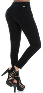 Gina Push Up Jeans - High Waisted - Black Texture