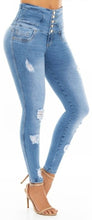 Load image into Gallery viewer, Sophia Push Up Jeans - High Waisted - Light Blue Ripped
