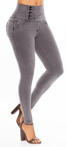 Tiffany Push Up Jeans - High Waisted - Light Grey