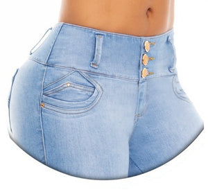Nieve Push Up Jeans - Mid Rise - Light Blue Ripped