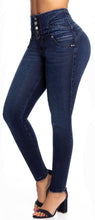 Load image into Gallery viewer, Tasha Push Up Jeans - High Waisted - Dark Blue Faded
