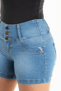 Ariana Push Up Shorts - Mid Rise - Blue