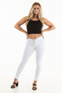 Jasmine Push Up Jeans - Mid Rise - White