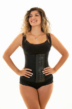 Load image into Gallery viewer, Corset Vest - Latex Waist Trainer - 3 Hooks - Black
