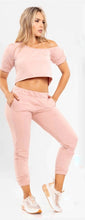 Load image into Gallery viewer, Rose Pink Track Pants + Crop Top
