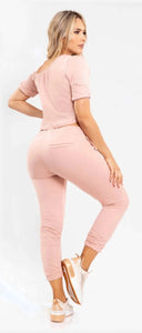 Rose Pink Track Pants + Crop Top