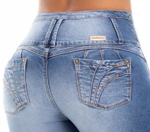 Jenifer push up jeans - Mid Rise - Blue Faded