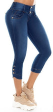 Load image into Gallery viewer, Sofia Push Up Capri Jeans - Mid Rise - Dark Blue
