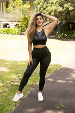 Load image into Gallery viewer, Hight Waisted - Body Shaping leggings - Crystal Black + Sports Top
