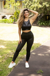 Hight Waisted - Body Shaping leggings - Crystal Black + Sports Top