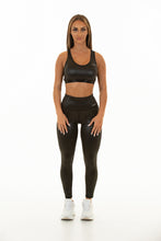 Load image into Gallery viewer, Body Shaping Leggings - Black Texture - Sports Top and face mask
