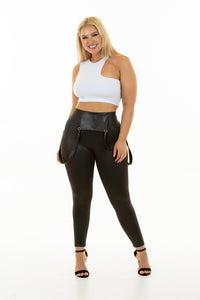 Leather Look Overall - Body Shaping Legging